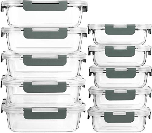 [10 unidades] Recipientes de vidrio con tapas- MCIRCO de almacenamiento de alimentos con tapas de...